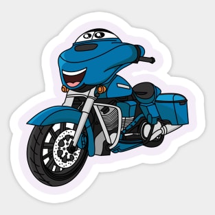 Cute happy blue motorcycle cartoon Sticker